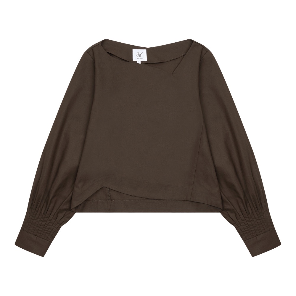 long sleeved tee oatmeal color image-S14L1