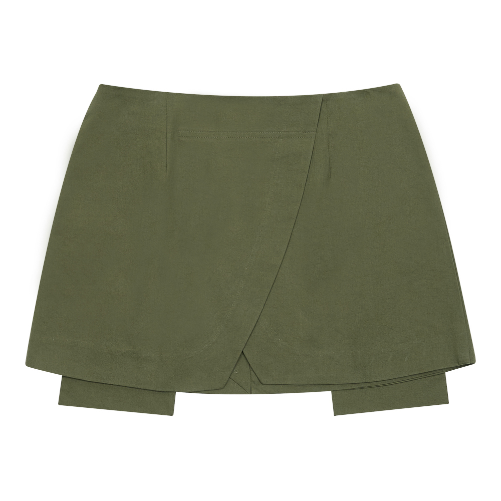 mini skirt khaki color image-S11L3