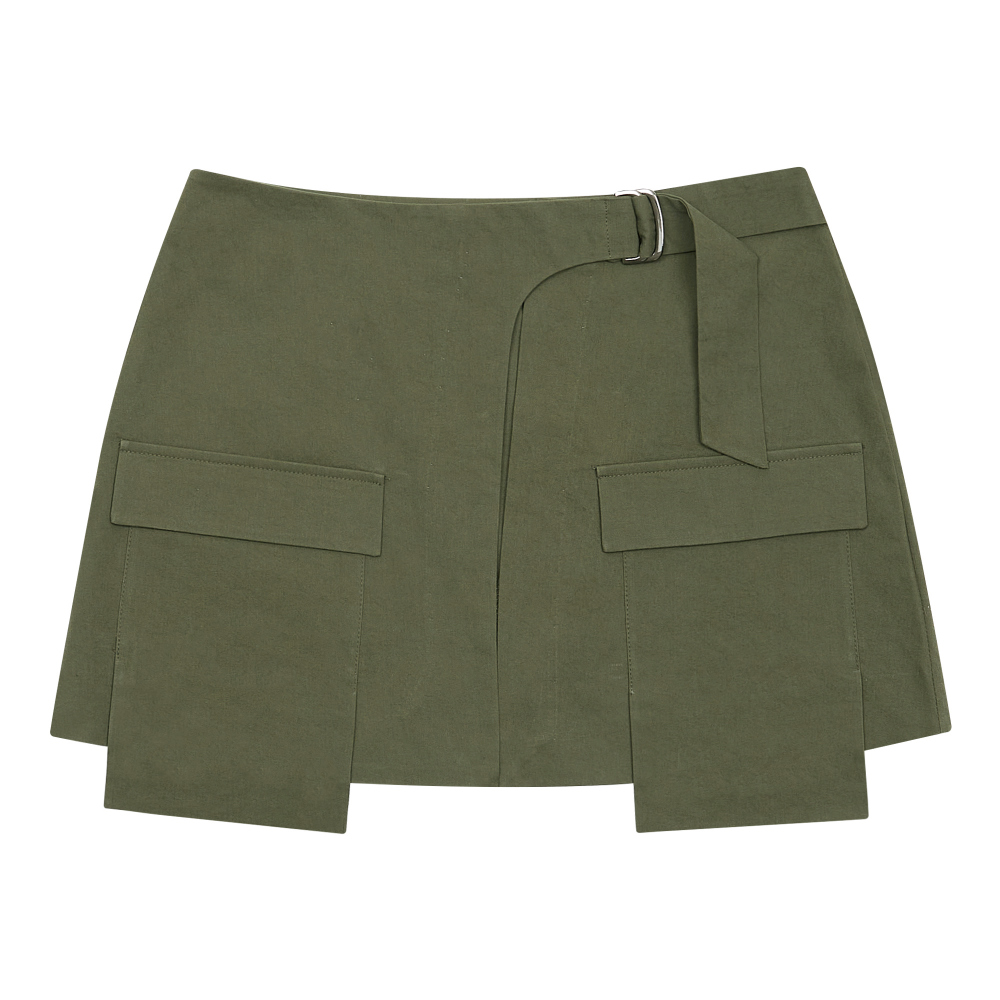 mini skirt khaki color image-S11L2