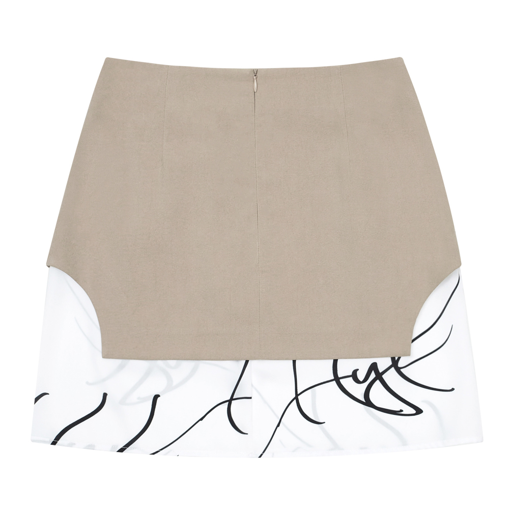 mini skirt cream color image-S19L11