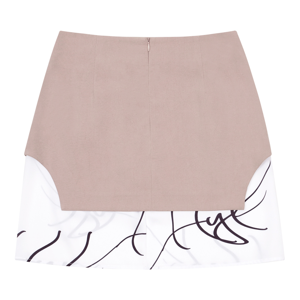 mini skirt cream color image-S23L1