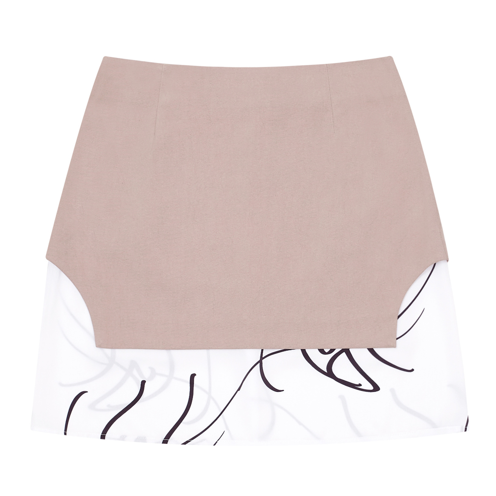 mini skirt cream color image-S23L2